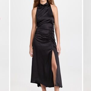 A.L.C. Inez Satin Midi Dress in Black